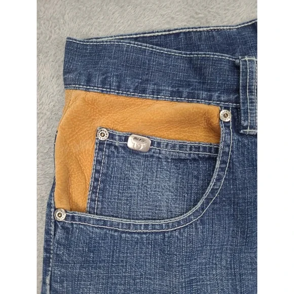 Vintage MU KA Baggy Hip Hop 90 Y2K Blue Jeans Mens 34X31 - Picture 6 of 16